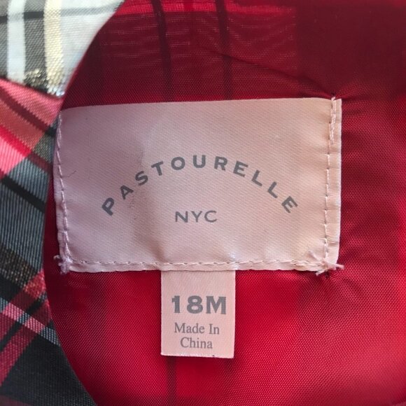 PASTOURELLE Metallic Plaid red black silver white fancy tulle dress baby 18 mo - Picture 10 of 13